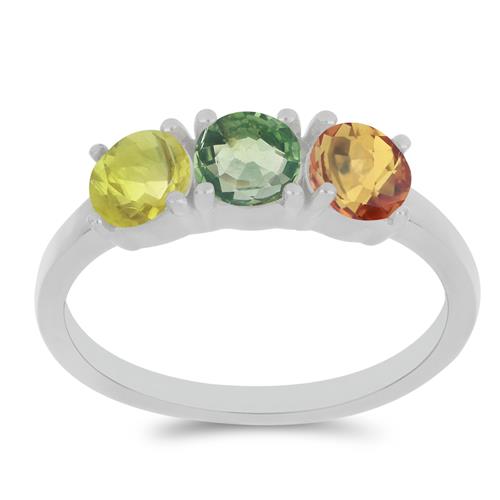 BUY MULTI SAPPHIRE GEMSTONE RING IN 925 SILVER 